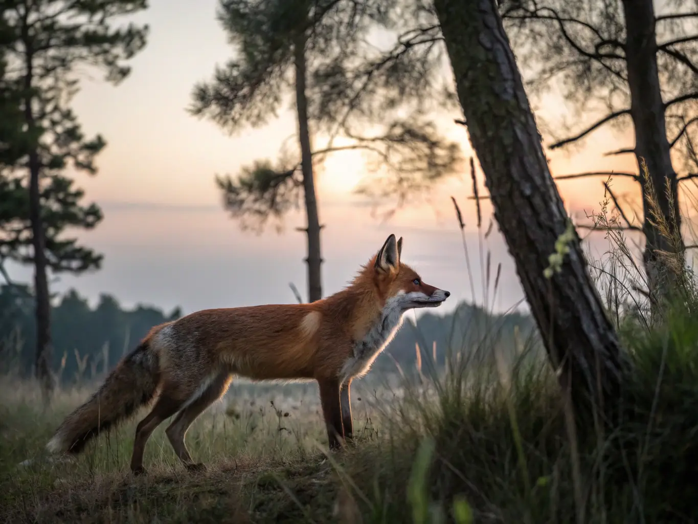 A well-trained hunting dog in action during a hunt, demonstrating breed excellence, highlighting the skills and obedience achieved through our training programs.